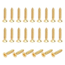 24 Pcs Solid Brass Wood Screws M5 x 25mm Flat Head Self-Tapping Wood Screw