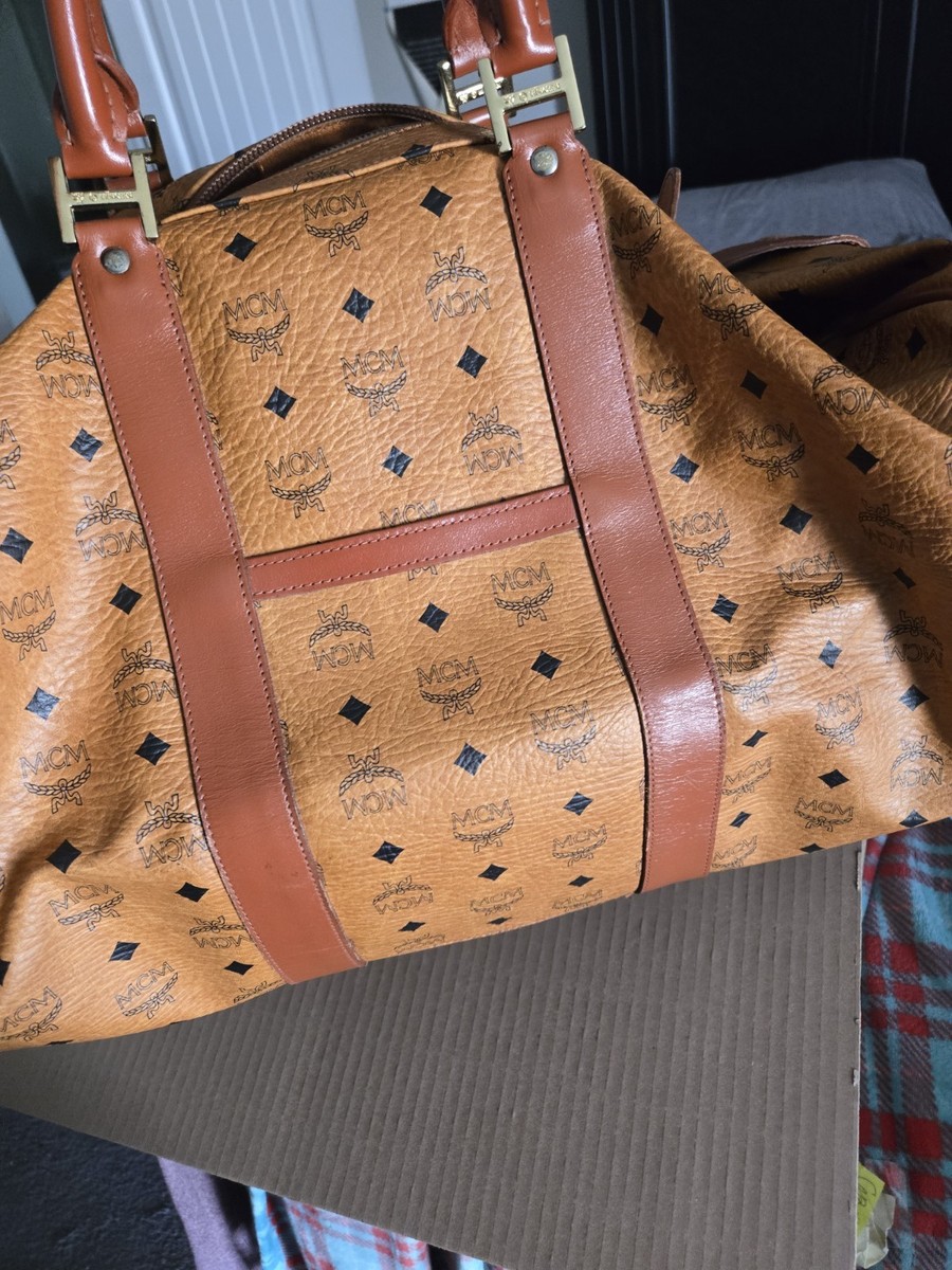 MCM ボストンバッグ ブラウンレザー MCM Boston Weekender Large Bag Classic Model Heritage With Strap