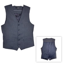 Murano Vest Mens viscose bleed Sz S Blue Plaid Waistcoat Dress Suit Formal Lined
