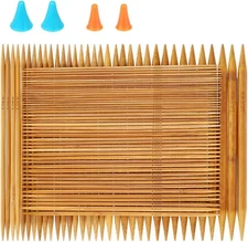 RELIAN Double Pointed , 75 Pcs Bamboo Knitting Needles Set, 15 Sizes from 2.0Mm-