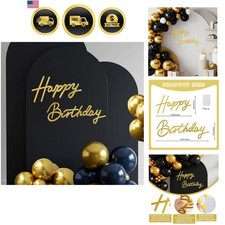 Happy Birthday Sign for Backdrop - Glitter Gold Felt Banner - Includes Dot Gl...