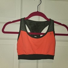 Womens's S Danskin Now Athletic Sports Bra Grey  Coral Racerback