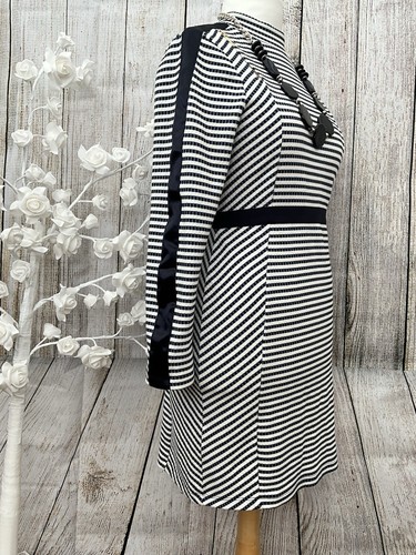 Karen Millen Blue And White Stretchy Dress With Long Sleeves Size 14. - Picture 8 of 14