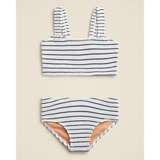 NWT  Girl's J. CREW Crewcuts Smocked Two Piece Bikini Swimsuit Striped 7