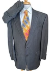 Hart Schaffner Marx Vitale Barberis Canonico Gray Stripe Suit 44L Pants 38 x 32