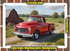 Metal Sign - 1957 Chevrolet 3100 Pickup Truck Oil Painting - 14x10
