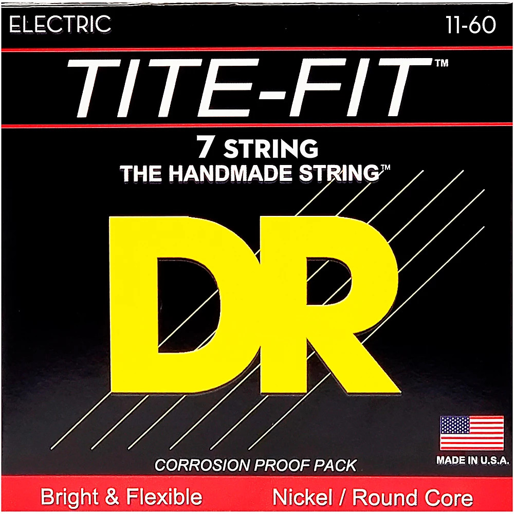 Тяжелые никелированные 7-струнные электрогитары DR Strings Tite-Fit 11-60 2890₽