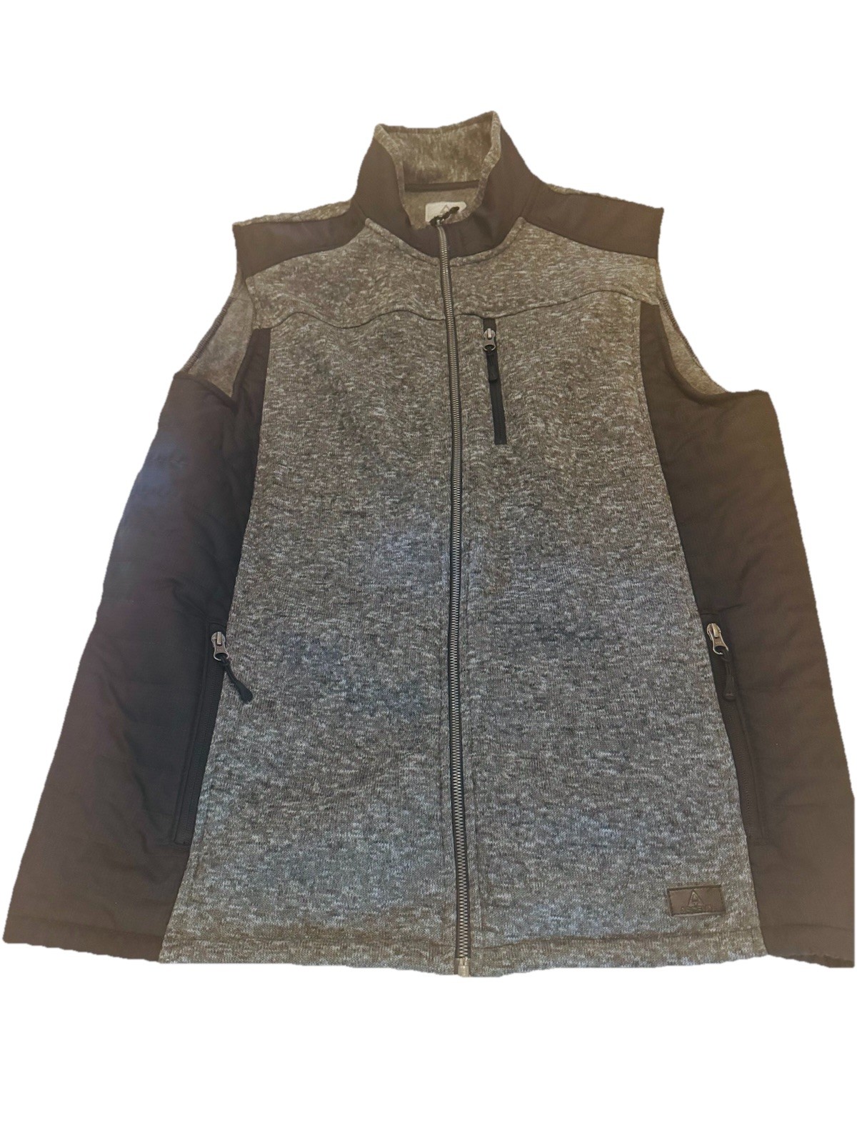 Men's XL Full Zip Fleece Vest in Gray & Black - Lightweight & Warm