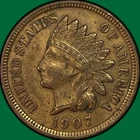 1907 Indian Head Cent Choice Almost Uncirculated AU+ Coin, Cleaning #38259