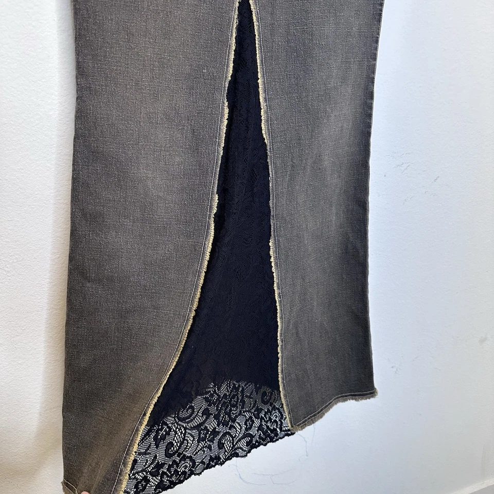 Falda Deadstock Guess Para Mujer 31 Elástica Denim Maxi Encaje Transparente Frontal Abertura Y2K Años 90 Foto 2 de 4