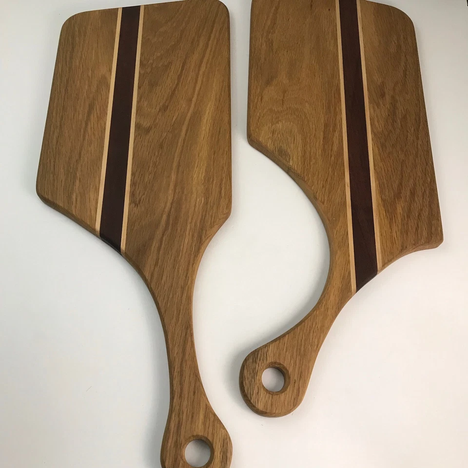 2 Large Wood Cutting Board Set Solid Wood Handmade With Oak Mahogany Maple - Image 2 of 4