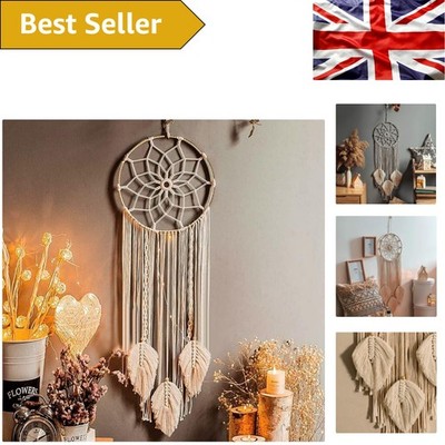 Eleganter beige Makramee Traumfänger mit Quaste Dekor - Unikat Schlafzimmer Wandbild
