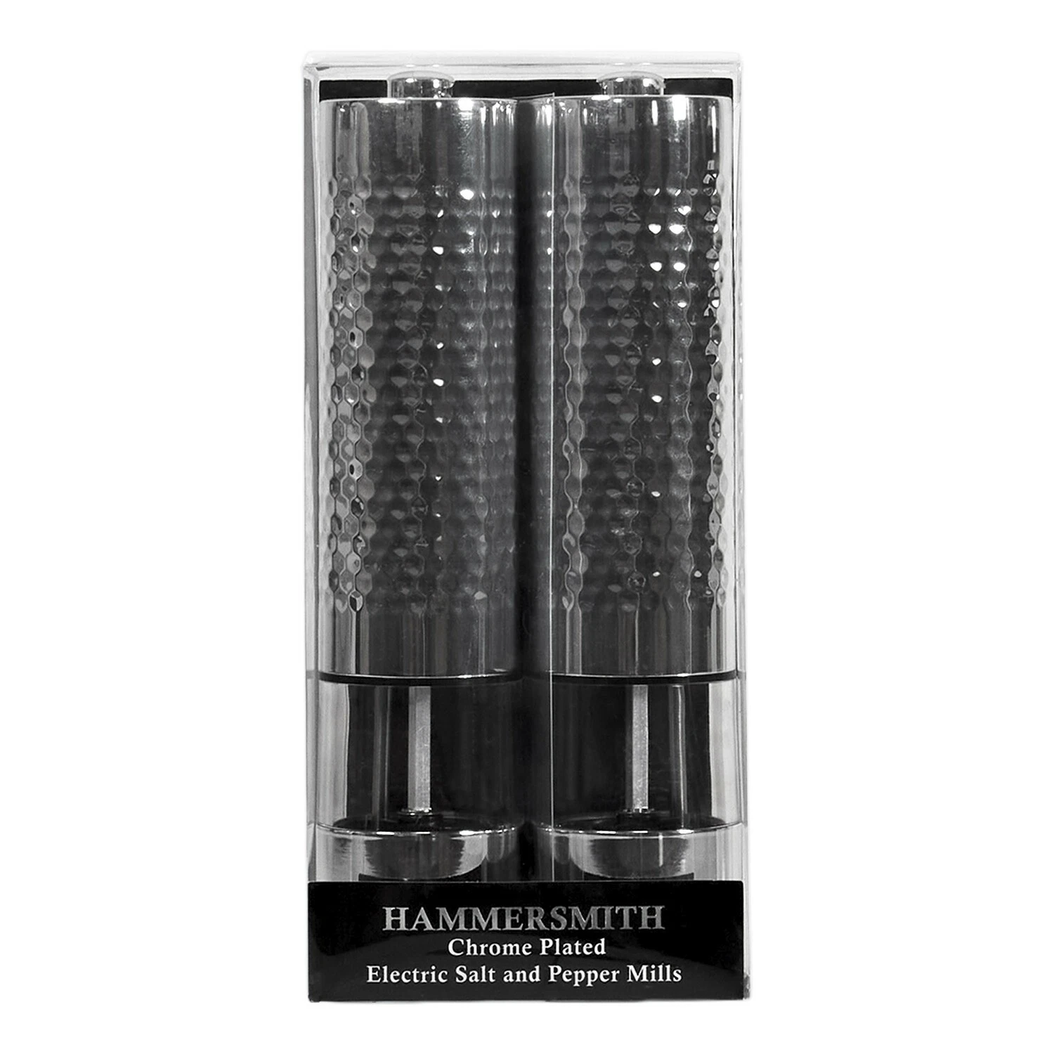 Hammered Chrome Plated Electric Salt & Pepper Mills