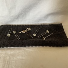 Set Of 6 Floral Hairpins Bridal One Vintage Silver  Gold