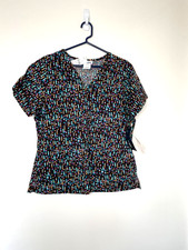 Life Uniform Medical Professional Scrub Top Brown Multicolor Size Large