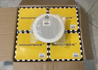 Monoprice MST-541-2Y (Set of 8) 2-Way Wall/Ceiling Speakers 5.25  100W Max 8 Ohm