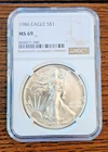1986 American Silver Eagle Coin NGC MS69 - ASE - KEY DATE