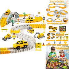 260 Stück Autorennbahn Rennbahn 6 Fahrzeuge Bagger Spielzeug für Kinder