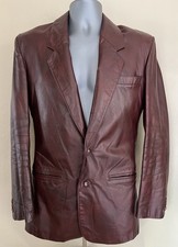 Vintage 80s Chess King Leather Sport Coat Blazer Jacket Mens Size 38 R Burgundy