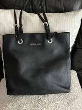 Michael Kors Travel Black Leather Large Tote Bag Great Gift