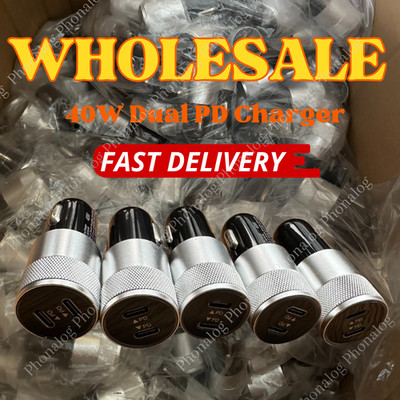 For iPhone iPad Android Samsung 40W Dual USB Type-C Fast Car Charger Adapter Lot