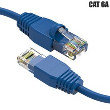 CAT6A RJ45 Network LAN Ethernet UTP Patch Cable Cord Gold 24AWG Copper Wire Blue