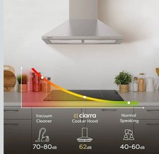 CIARRA CBCB6201 60cm Chimney Cooker Hood Class A with Carbon Filters - silver