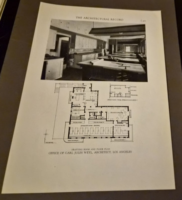 1928 OFFICE OF ARCHITECT CARL JULES WEYL CA. ORIGINAL ARCHITECTURAL DESIGNS!