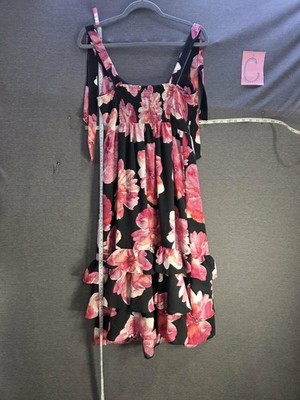 Sofia Jeans by Sofia Vergara Floral Ruffle Knee Length Dress Sweetheart Neck M