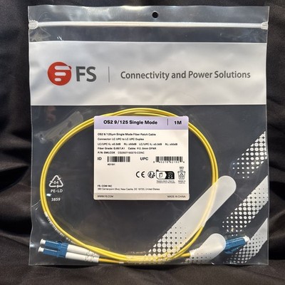 FS ~ 1m (3ft) Fiber Patch Cable LC UPC to LC UPC Duplex, Single Mode (OS2) 2.0mm