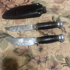 2 Vintage Antique MARBLE'S Gladstone Mich USA Fixed Blade Hunting Knife