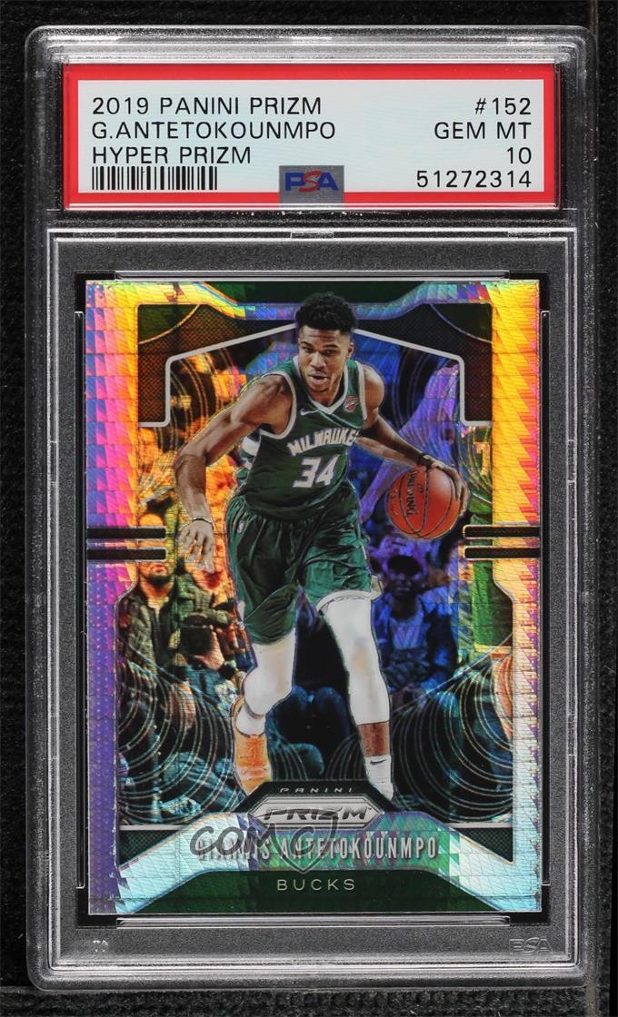 2019-20 Panini Prizm Hyper Prizm Giannis Antetokounmpo #152 PSA 10 GEM MT v9t
