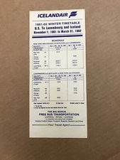 Icelandair 1981-82 Winter Timetable Luxembourg Iceland