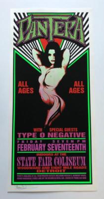 PANTERA パンテラ　1995年製　ヴィンテージタペストリー PANTERA TYPE O NEGATIVE ROCK CONCERT SILKSCREEN PRINT SIGNED MARK