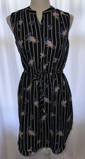 Maison Jules Dress Size Small elastic waist Above Knee sleeveless Lined Striped