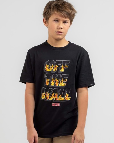 Vans Kids Digi Flames Boys' T-Shirt (Black Flame) Size Large