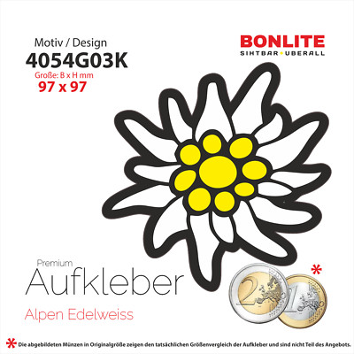 Premium Aufkleber Alpen Edelweiss  Sticker Decal 1Stück