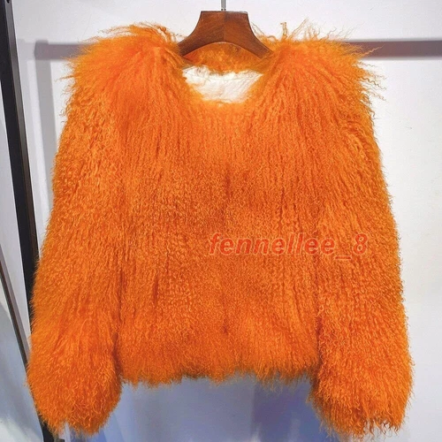 Damen-Kurzmantel echtes mongolisches Lamm Schaf lockiges Fell Jacke Winter warm Oberbekleidung - Bild 11 von 38