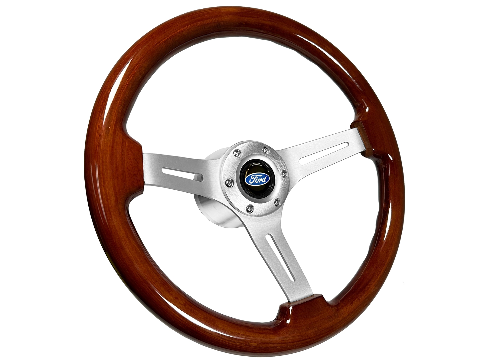 1978-91 Ford Bronco F100 F150 F250 F350 Mahogany Wood 3 Spoke Steering Wheel Kit