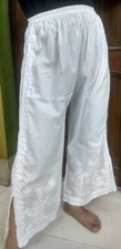 PLAZO 100 COTTON HANDMADE CHIKAN EMBROIDERY WOMEN ETHNIC PYJAMAS PANT PAJAMAS