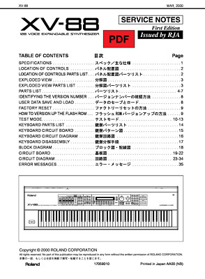 Roland XV-88 Service Manual with Electronic Schematics (ENG / JAP)