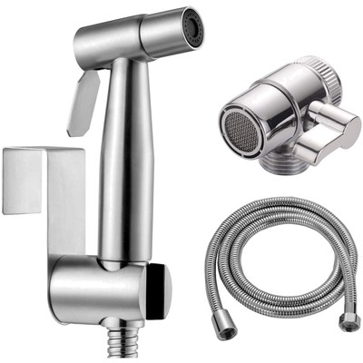 Stainless Steel Bidet Hand Shower with Adjustable Pressure - Easy Install Kit
