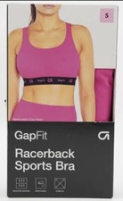 GAP Fit Pink Racerback Sports Bra Removable Cup Pads Moisture Wicking Sz S NIB 