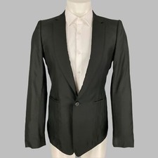 JULIUS_7 Size 38 Black Silk Notch Lapel Sport Coat