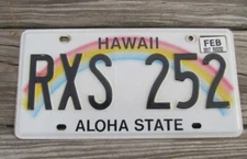 ONE REAL AUTHENTIC HAWAII ALOHA LICENSE PLATE RAINBOW AUTO NUMBER CAR TAG MAUI