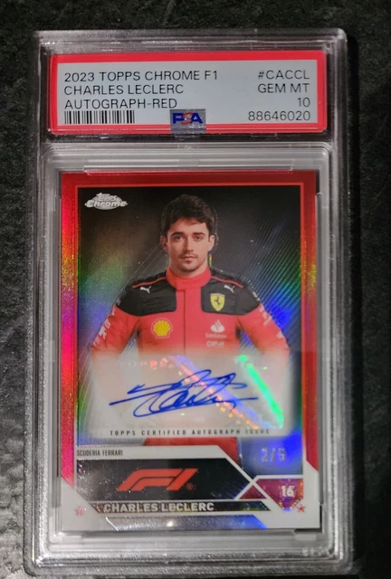2023 Topps Chrome Formula 1 Charles Leclerc Auto RED 2 / 5 PSA 10