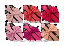 6 colors of Pink to choose Bow Tie Suspender Combo Wedding Prom Formal Party 