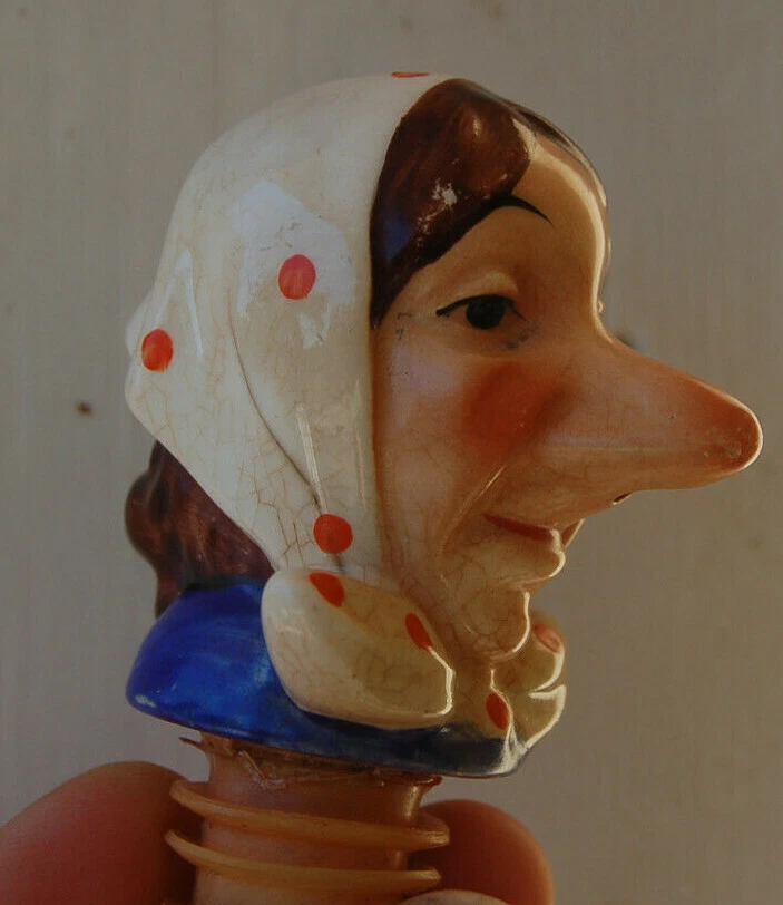 ANCIEN BOUCHON VERSEUR EN FAEINCE HUMORISTIQUE FEMME GRAND NEZ - Photo 2/4