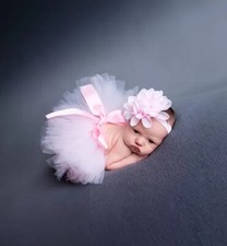 Adorable Princess Tutu Skirt And Headband. Pink. Sz 0-3 Months.