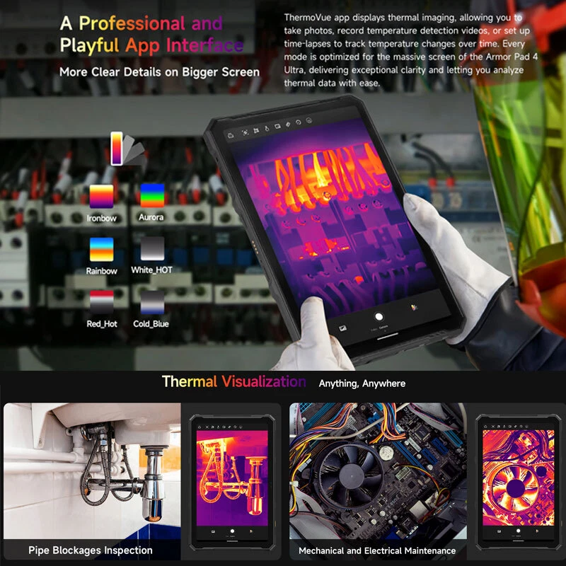 5G Ulefone Armor Pad 4 Ultra Rugged Tablet PC Android 14 Phone Thermal Octa Core - Image 4 of 4